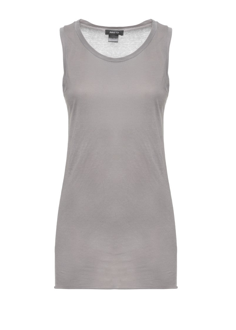 Avant Toi Slate Round Neck Cotton Tank Top