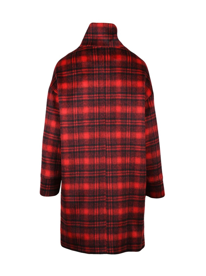 Oliver Horigamy Red-Black Virgin Wool-Blend Coat