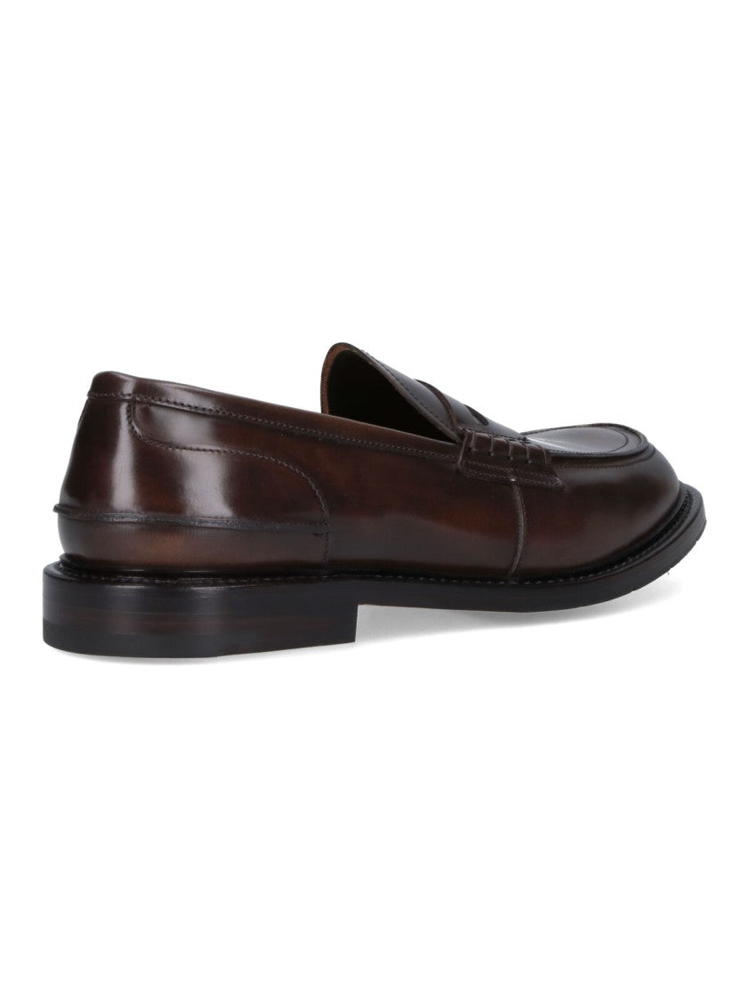 Premiata Polished Leather Loafers With Penny Strap Detail
