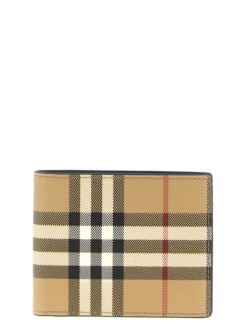Burberry Check Pattern Hipfold Wallet With Smooth Leather Interior