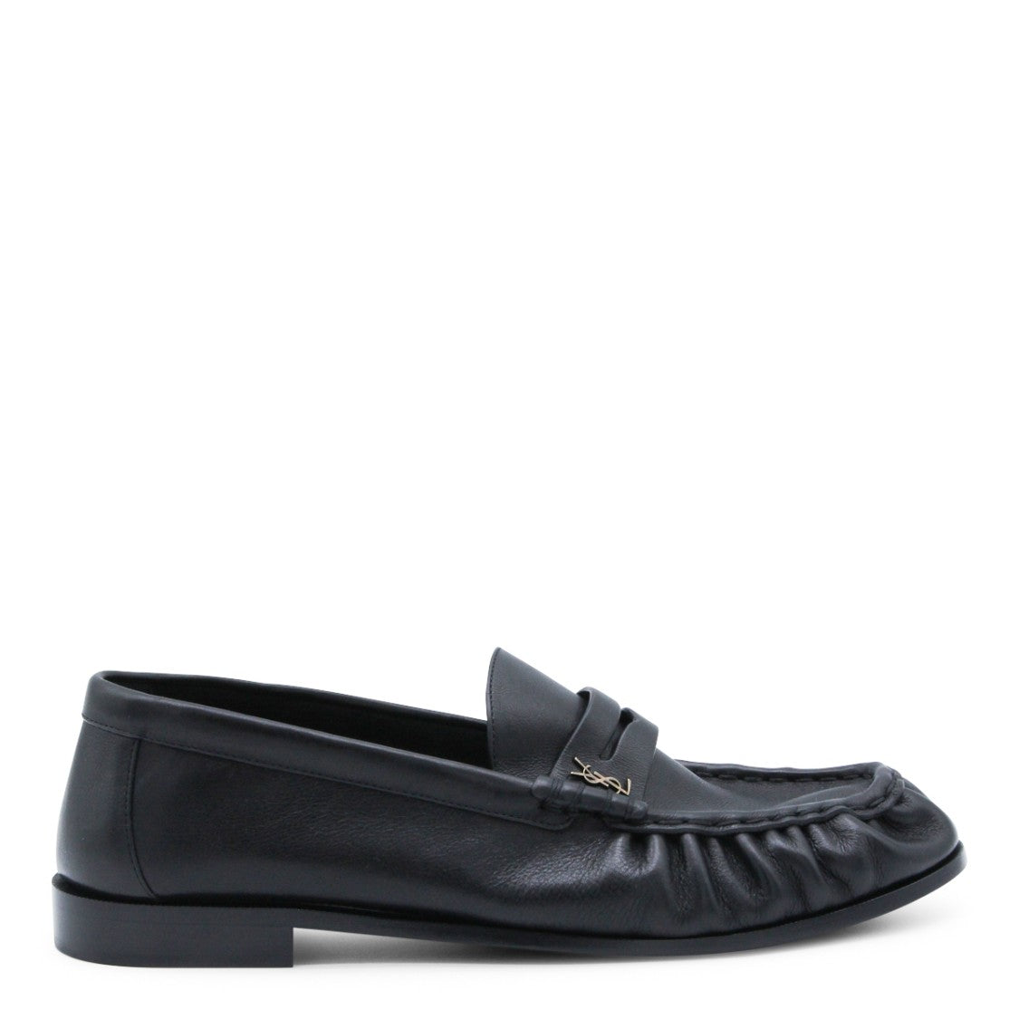 Saint Laurent Black Hand-Stitched Leather Loafers