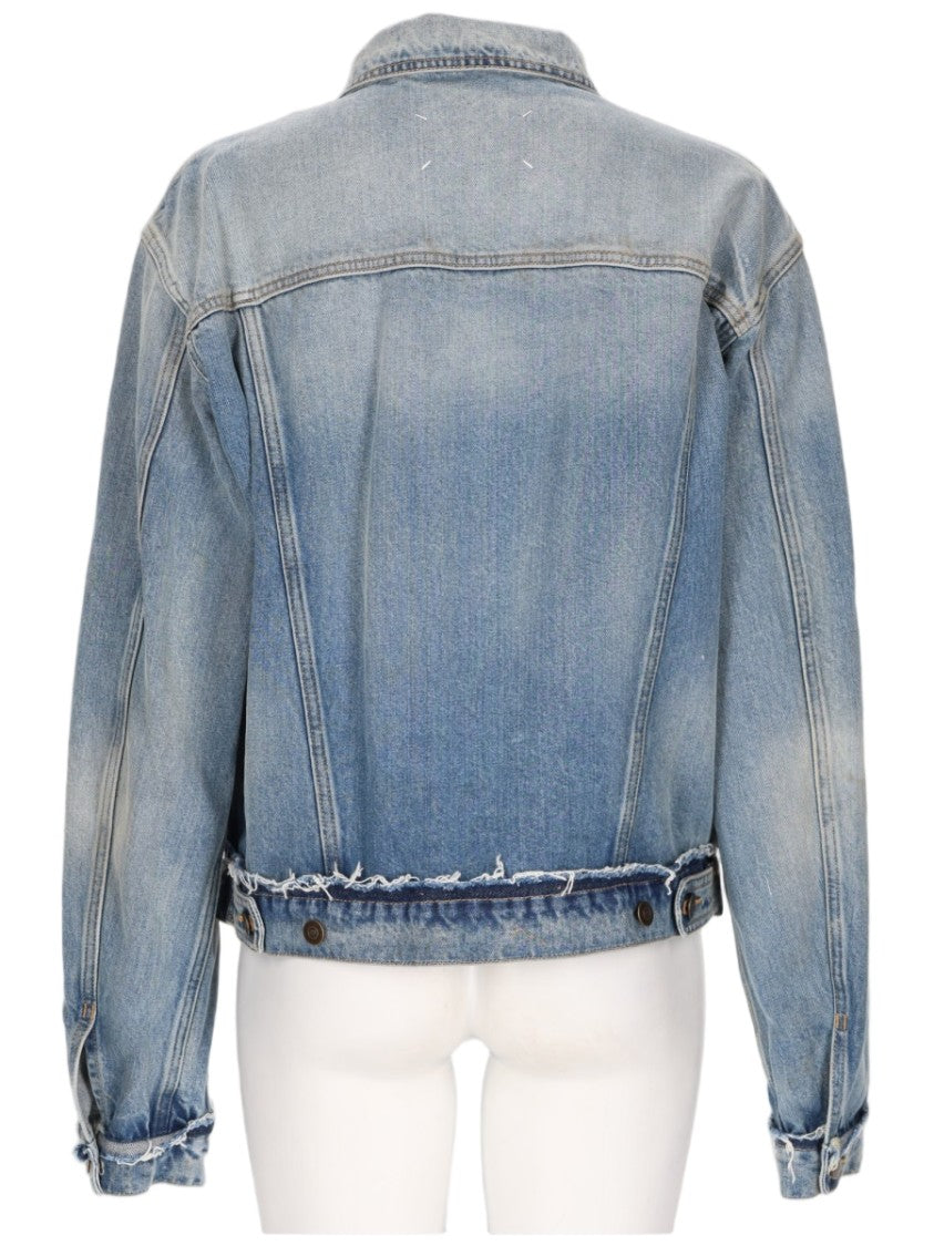 Maison Margiela Denim Sports Jacket With Frayed Edges And Vintage Detailing