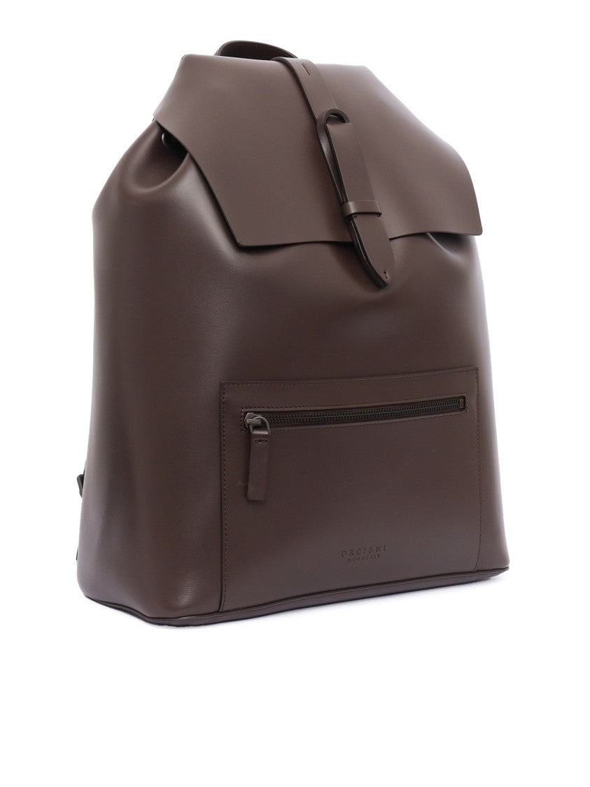 Claudio Orciani Brown Calf Leather Belt With Polished Finish