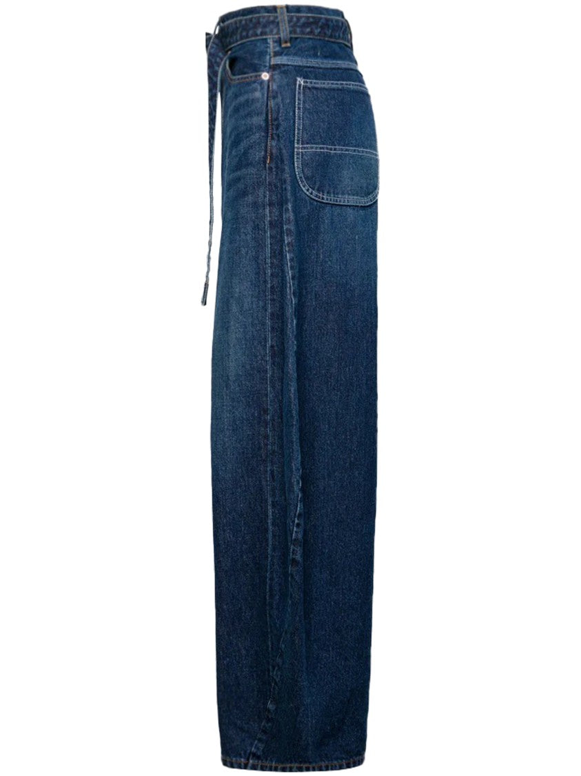 Sacai Wide-Leg Denim Pants With High Waist And Vintage Appeal