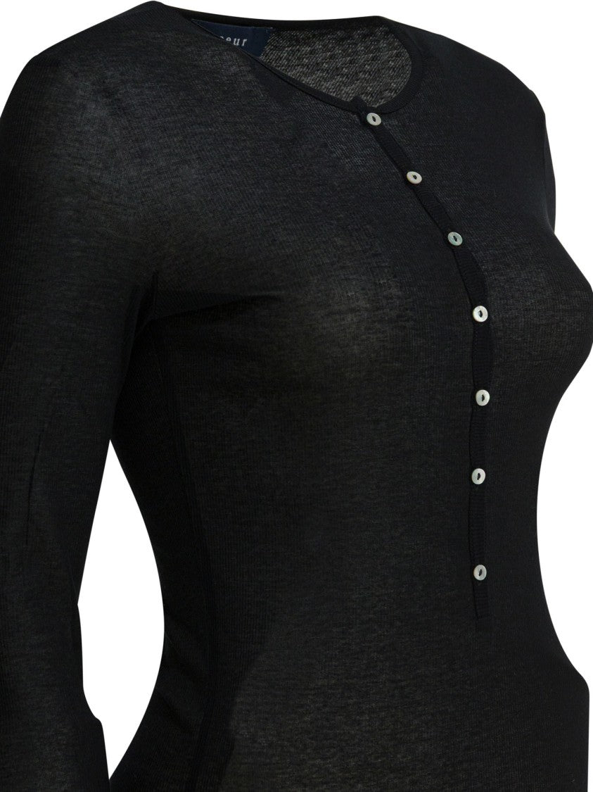 Soeur Long-Sleeved Semi-Sheer Top With Button Detailing