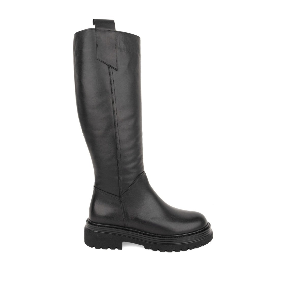 Sergio Moretti Black Leather Tall Chunky Sole Boots
