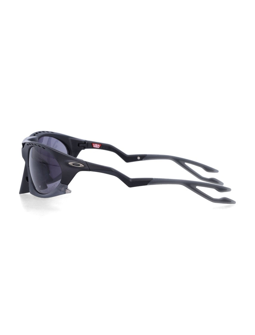 Oakley Plantaris Wraparound Black Frame Sunglasses