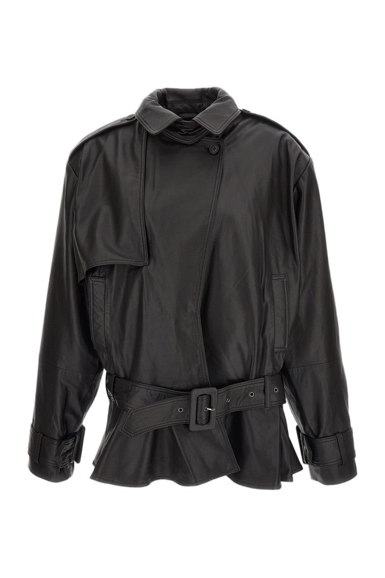 Rotate Dark Brown Biker Matte Leather Jacket