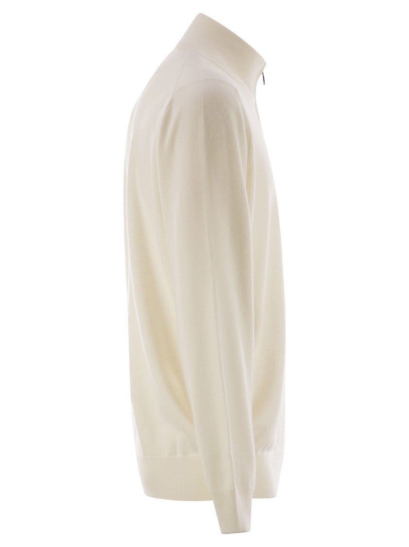 Brunello Cucinelli High-Necked Cashmere Sweater With Zip Opening