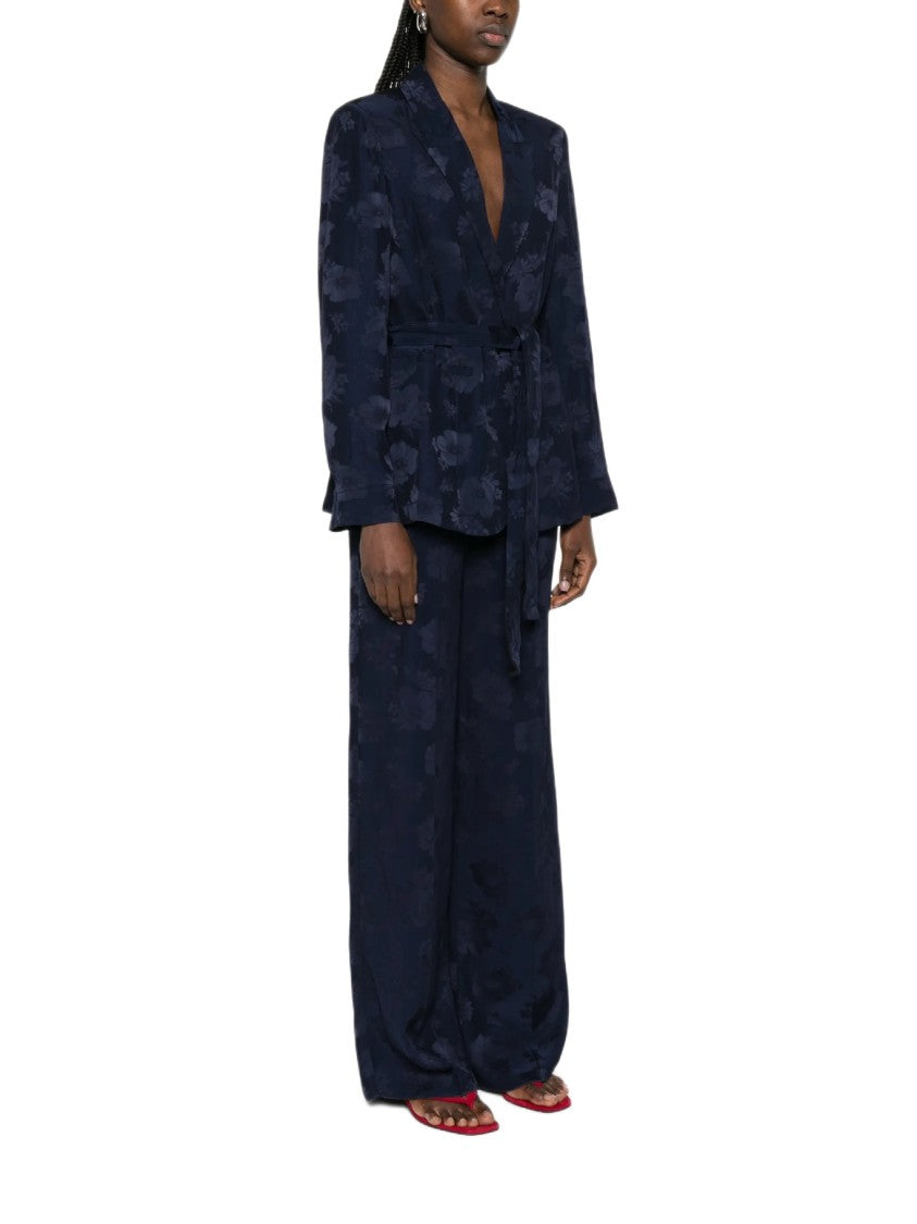Forte Forte Single-Breasted Floral Jacquard Jacket With Tailored Waistbelt