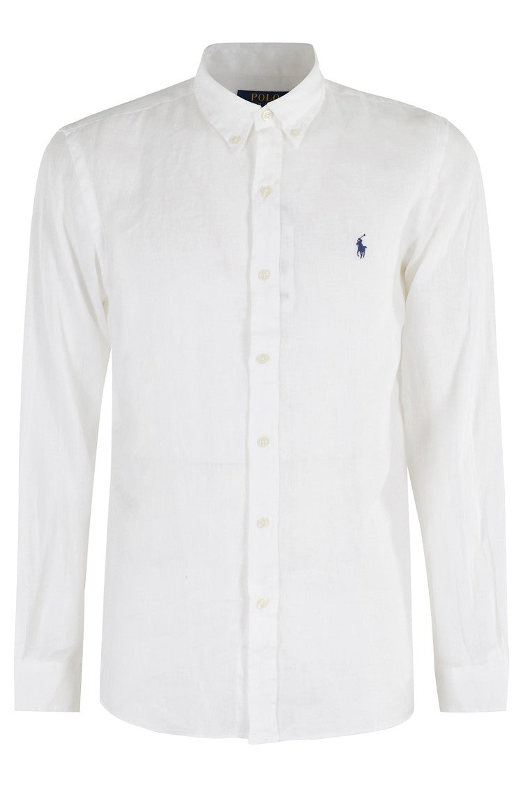 Polo Ralph Lauren Linen Sport Shirt With Embroidered Logo