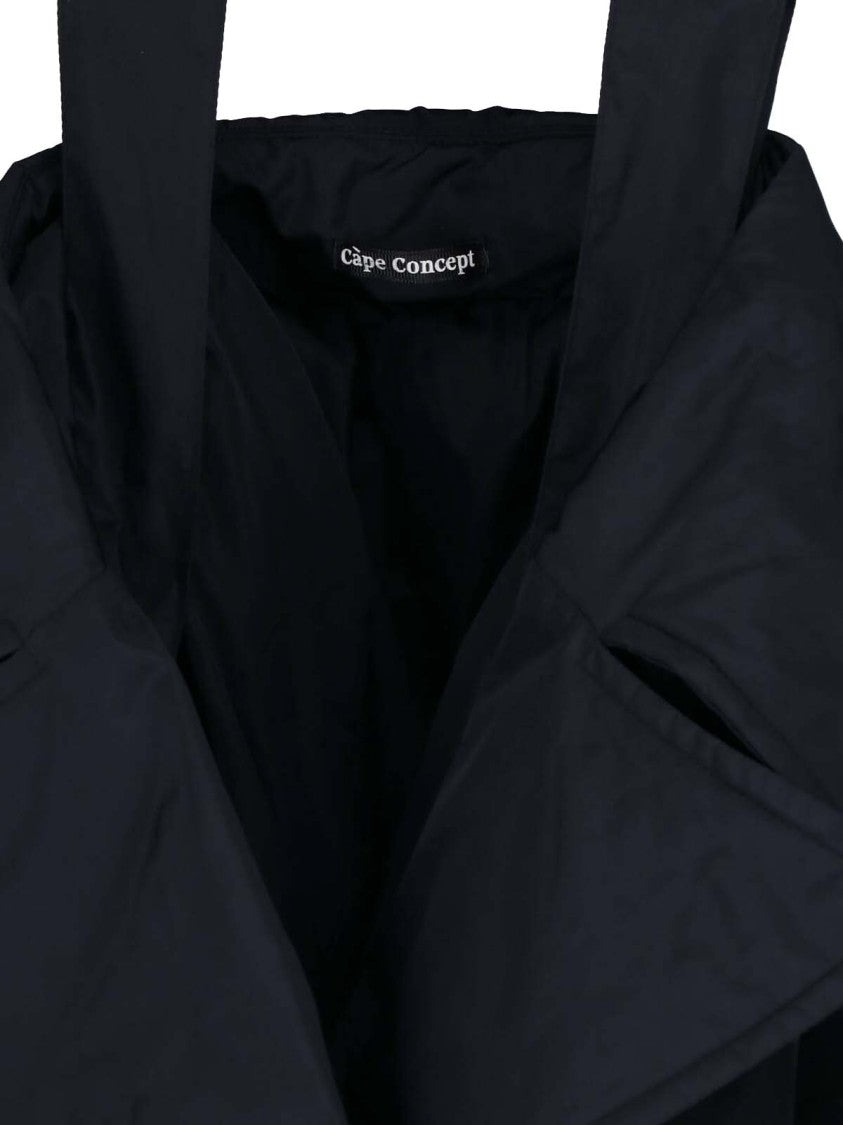 Cape Concept Black Water-Repellent Technical Fabric Cape Coat