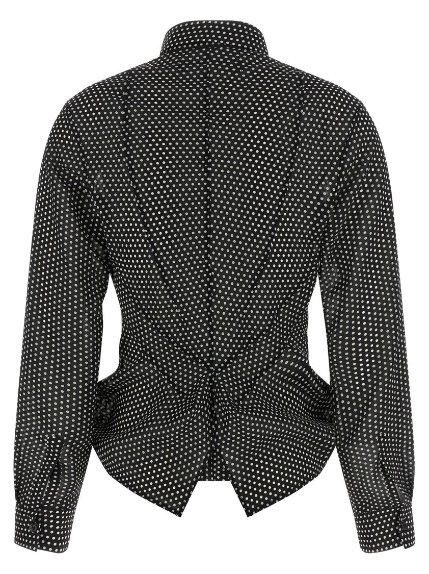 Junya Watanabe Silk-Effect Polka Dot Shirt With Asymmetric Hem