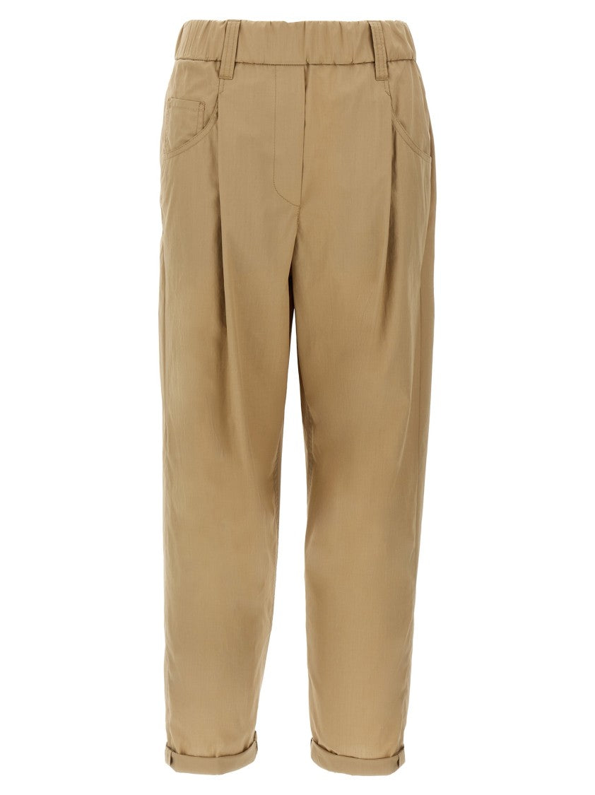 Brunello Cucinelli Light Cotton Trousers With Elegant Pleats