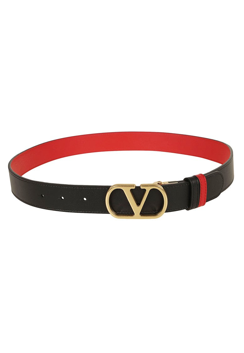 Valentino Garavani Reversible Leather Belt With Vlogo Signature Buckle