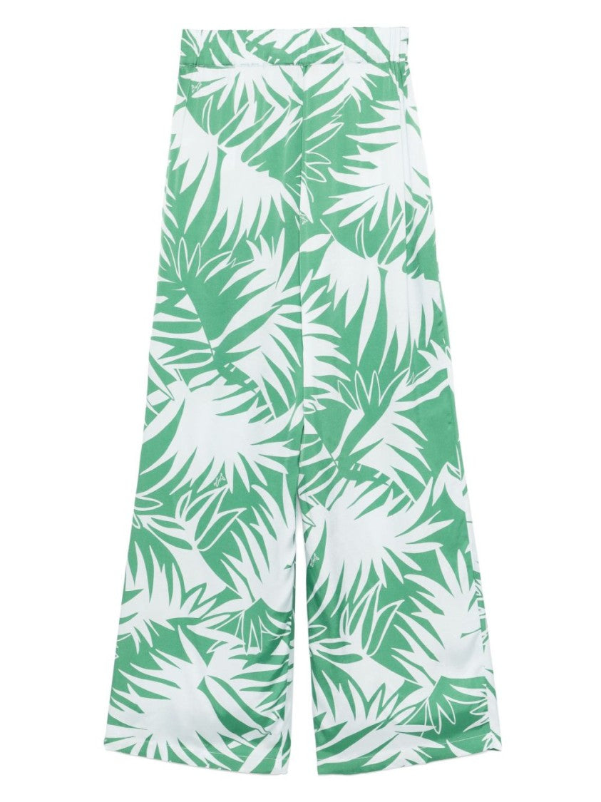 Liu Jo Tropical Leaf Print Wide-Leg Pants