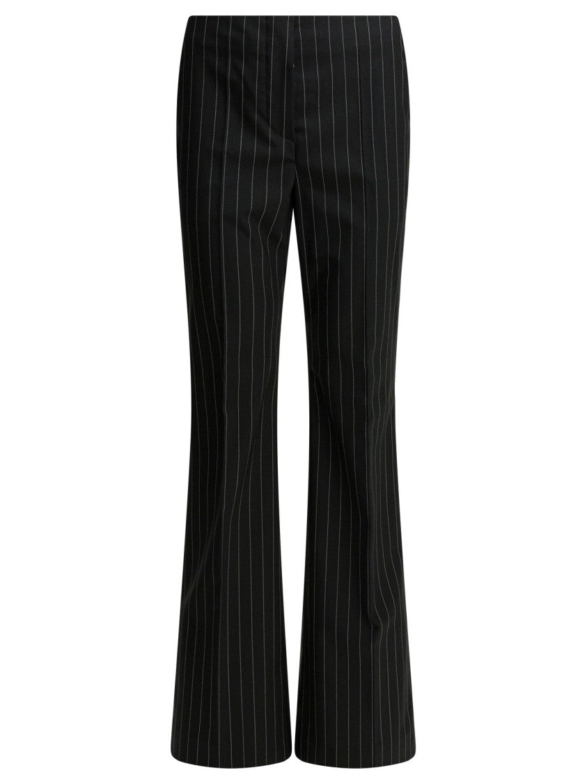 Max Mara Pinstripe Wide Trousers With Tailored Fit And Flared Hem