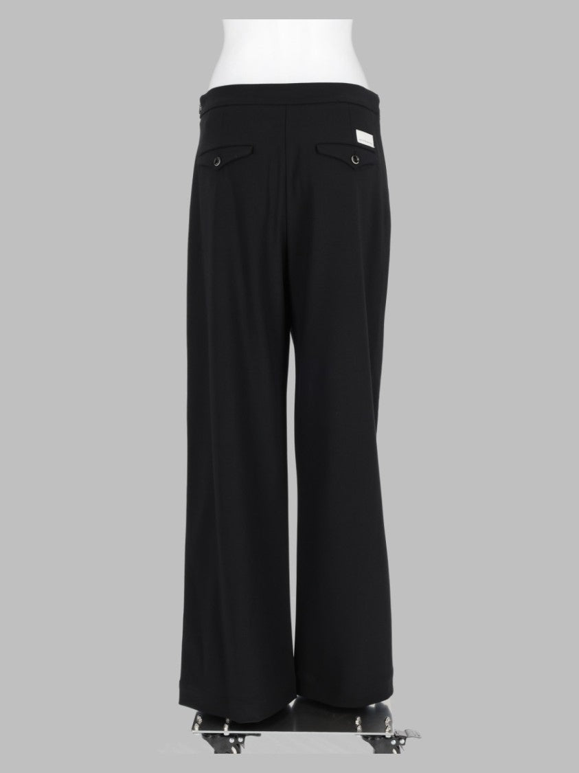 Nine In The Morning Black Asymmetrical Viscose-Blend Wide-Leg Pants