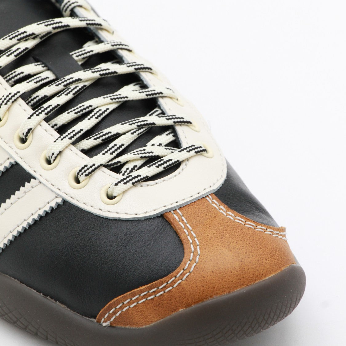 Adidas By Wales Bonner Black Leather Sneakers With Contrasting Stripes