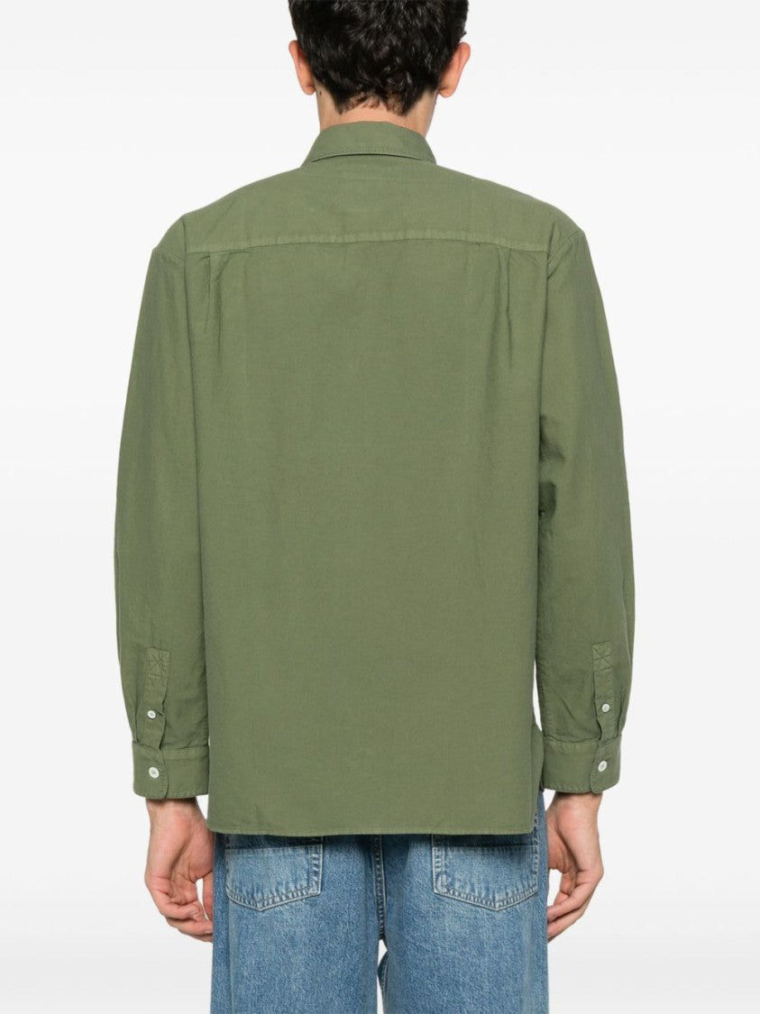 A.P.C. Mateo Olive Green Cotton Shirt