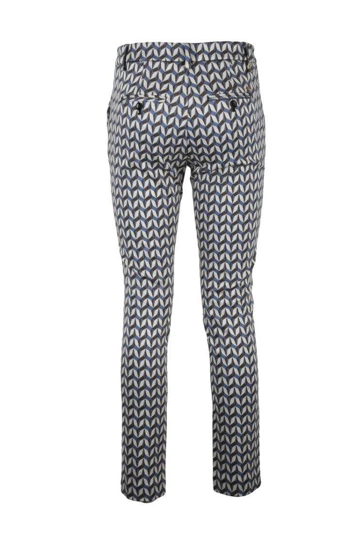 Mason's Multicolored Fitted Trousers With Geometric Pattern
