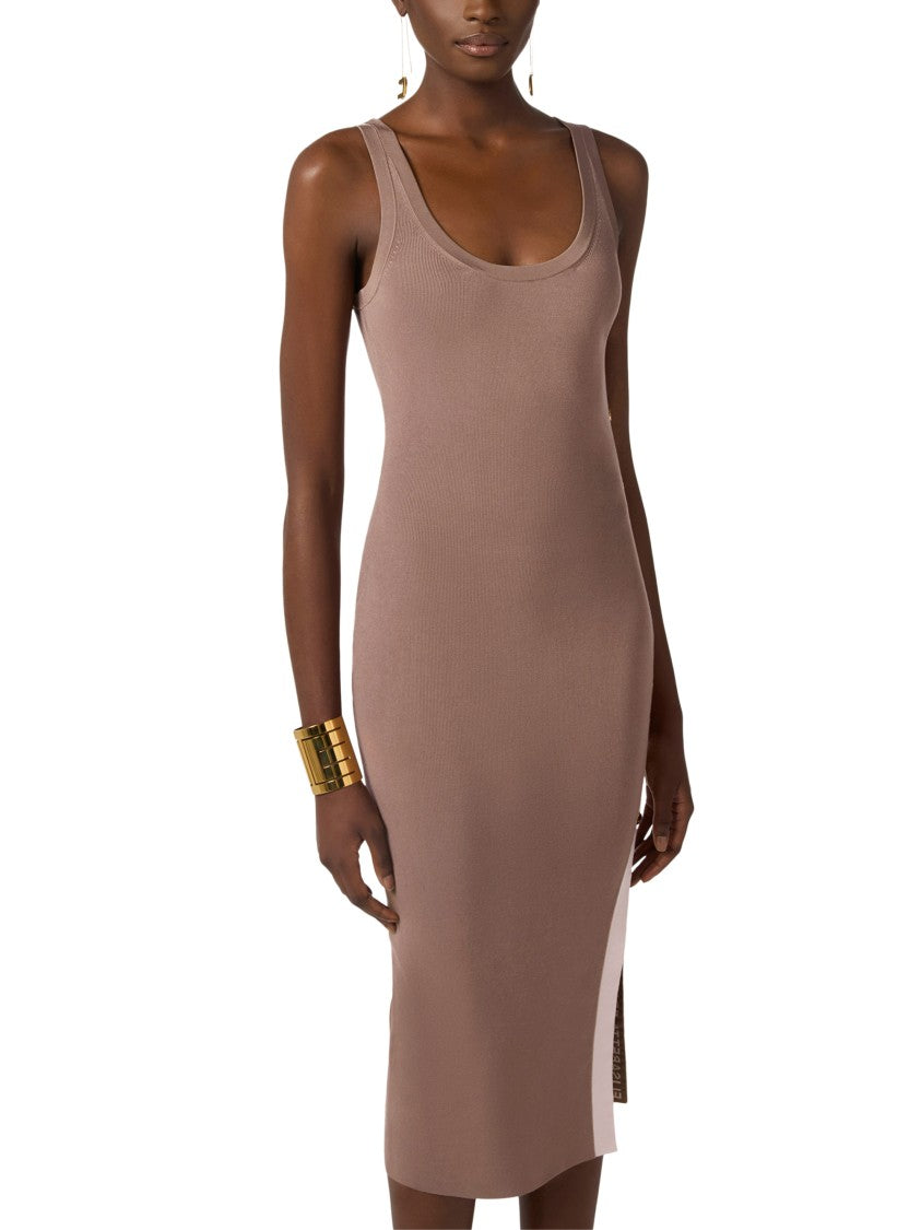 Elisabetta Franchi Sleeveless Bodycon Midi Dress With Side Slit