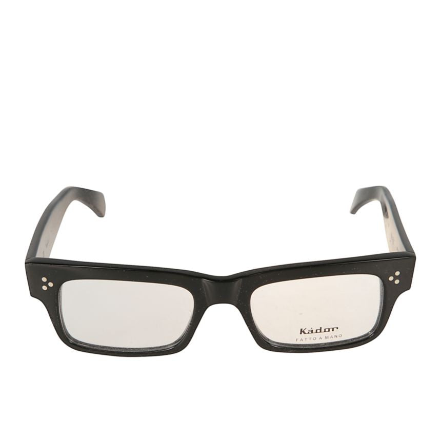 Kador Mark Rectangular Frame Black Eyeglasses With Silver Rivet Details