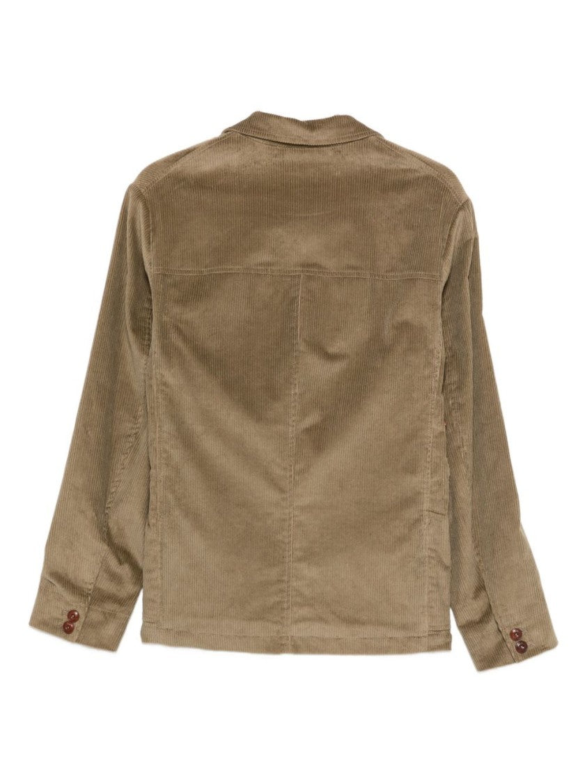 Capalbio Tailored Beige Corduroy Jacket With Notched Lapel