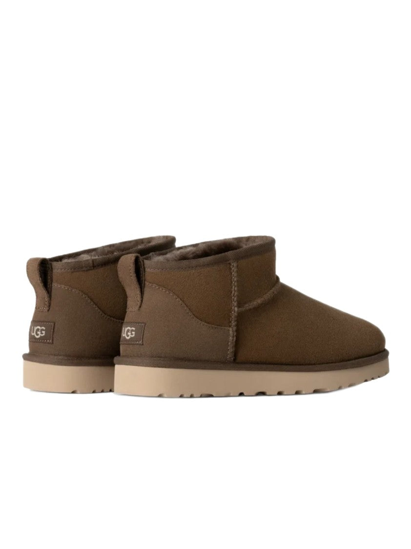 Ugg Suede Leather Ankle Boots With Plush Lining