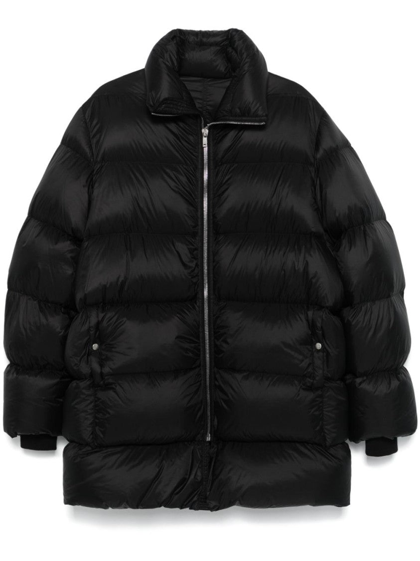Rick Owens Voluminous Black Puffer Coat With High Collar