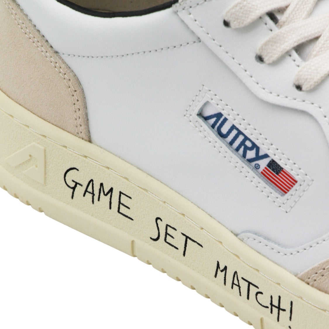 Autry Beige Suede Overlay Statement Sole Sneakers