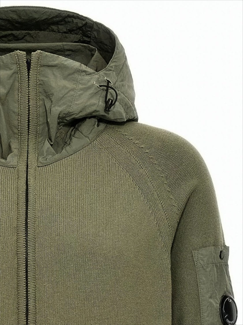 C.P. Company Knitted Hooded Jacket With Distinctive Patch Pocket