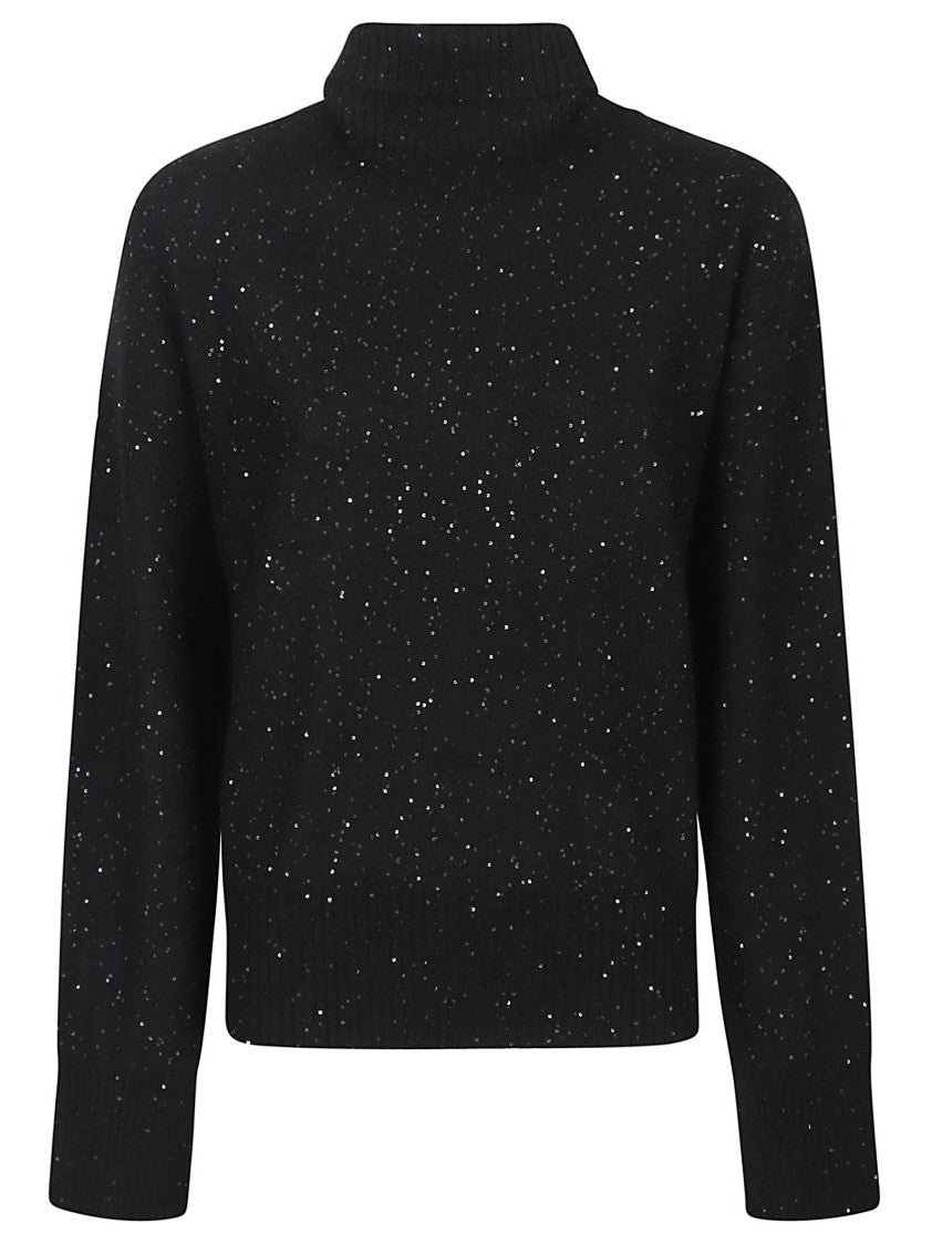 Fabiana Filippi Black Turtleneck Wool-Blend Textured Sweater