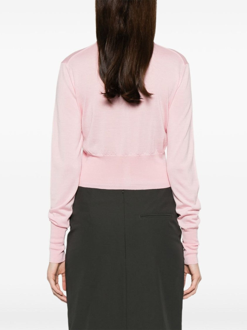 Vivienne Westwood Pink Orb Logo Cropped Ribbed Cardigan