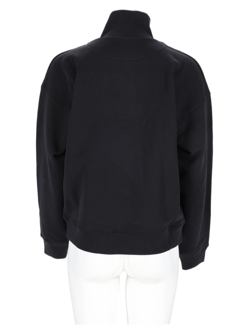 Maison Kitsuné High-Collar Half-Zip Logo Organic Cotton Sweatshirt