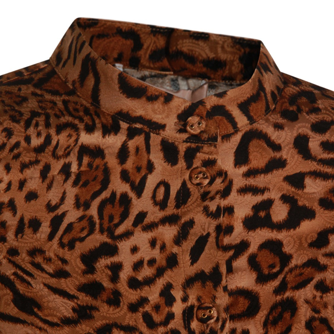 Twin-Set Leopard Print Button-Up Shirt With High Collar