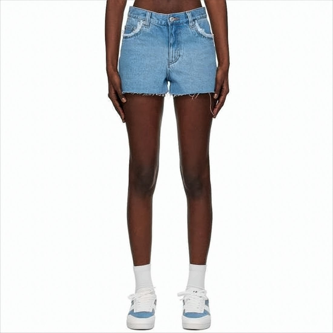 A.P.C. Light Blue Denim Shorts With Frayed Hem