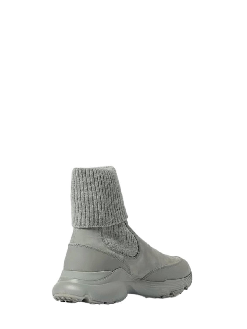 Tod's Nubuck And Fabric Ankle-High Sneakers