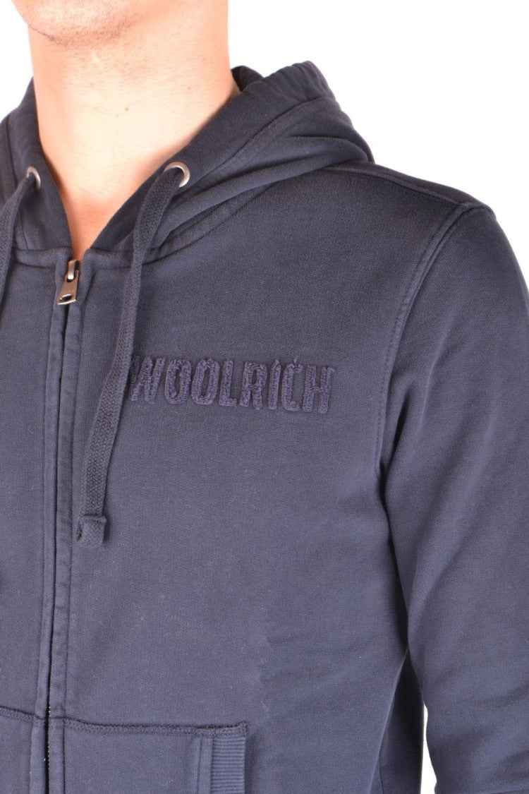 Woolrich Classic Zip-Up Hoodie In Deep Blue Cotton
