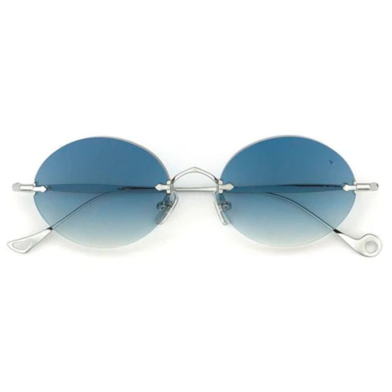 Eyepetizer Wilmot C.1-53 Gradient Blue-Tinted Oval Sunglasses With Sleek Silver Frame