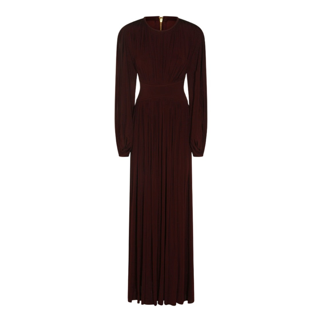 Zimmermann Flowing Deep Brown Maxi Dress With Gathered Sleeves
