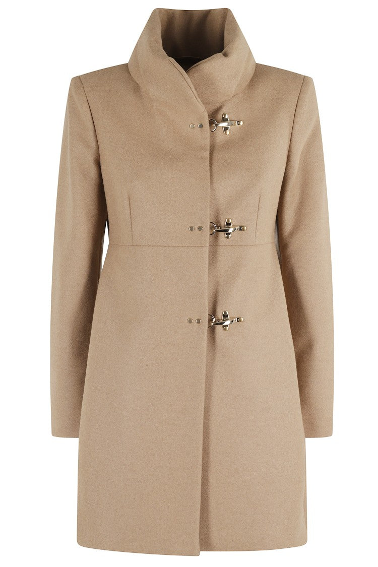 Fay Camel Melange Coat With High Collar