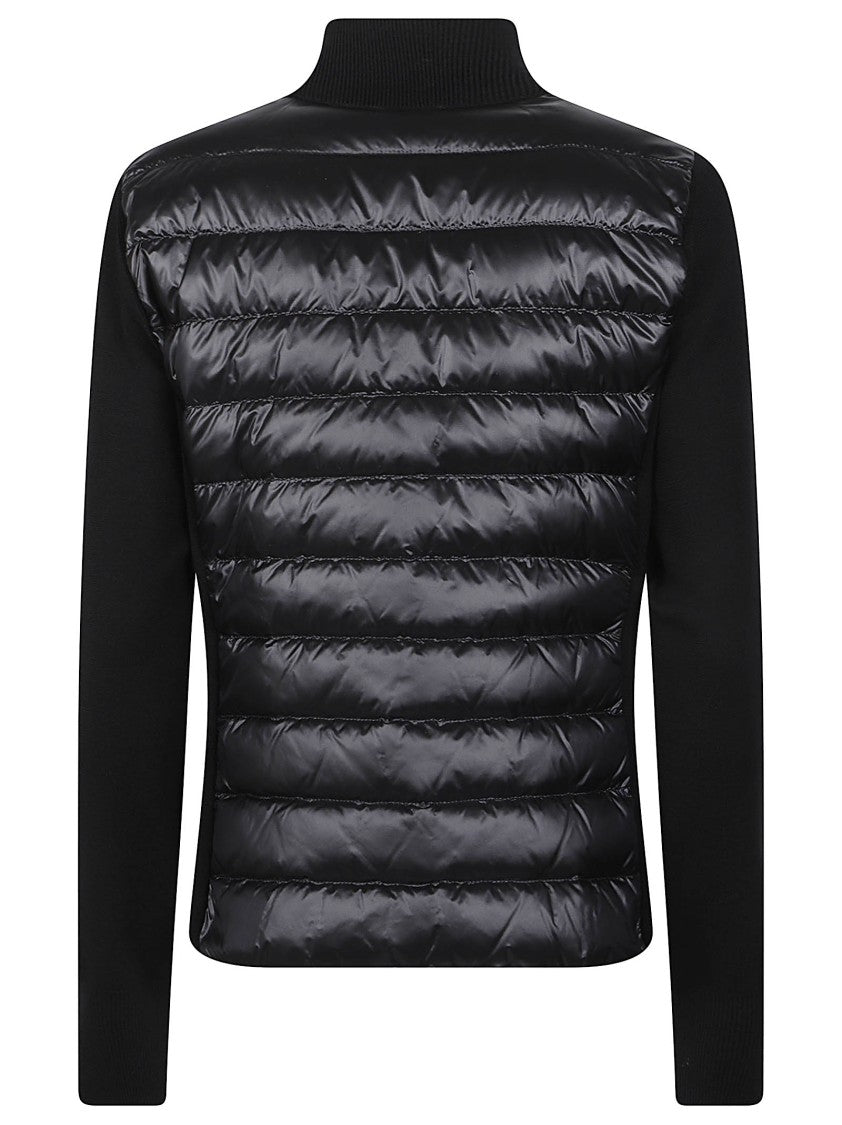 Moncler Tricot Quilted Padded Front Ribbed Collar Cardigan