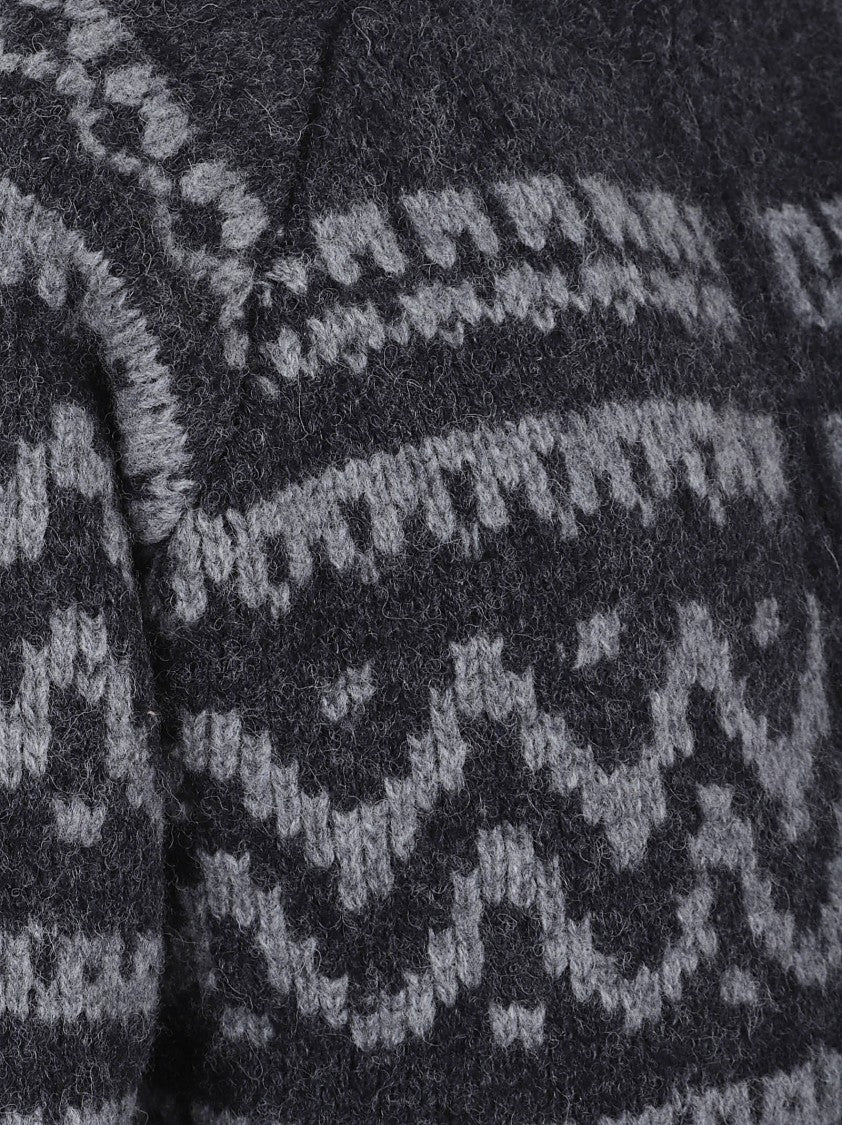 C.P. Company Zip-Up Wool Sweater With Patterned Knit Design