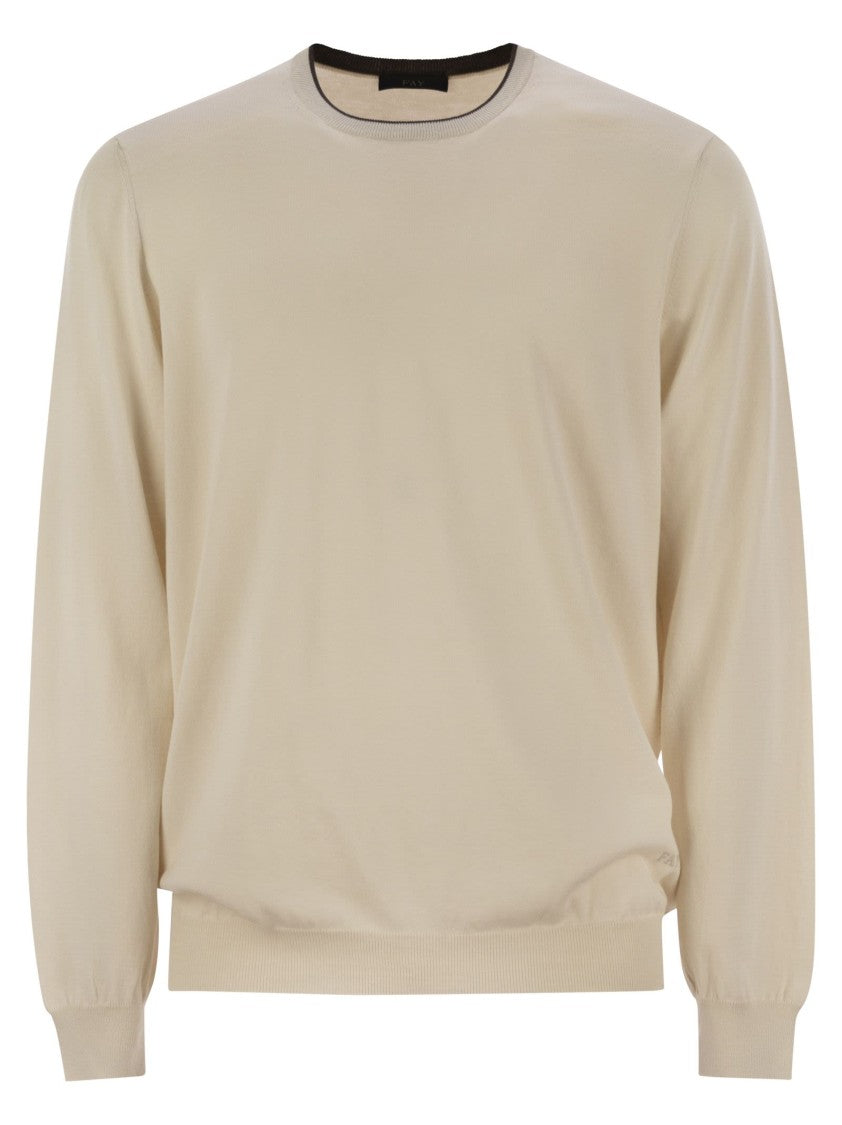 Fay Crew-Neck Jumper In Shaved Cotton Knit