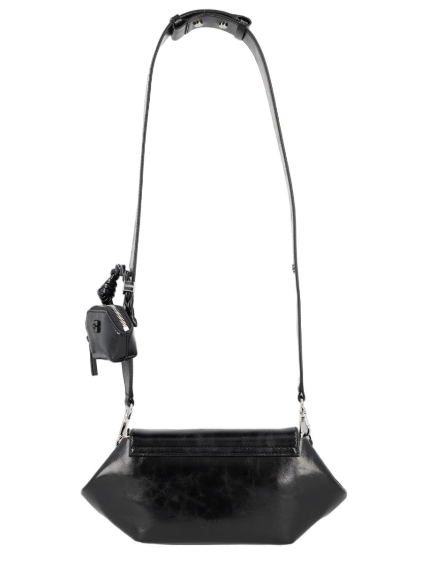 Ganni Sleek Structured Detachable Pouch Recycled-Leather Shoulder Bag