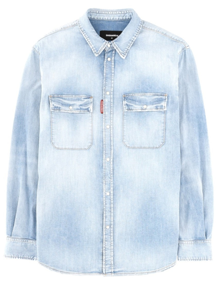 Dsquared2 Canadian Vintage Light Wash Denim Shirt