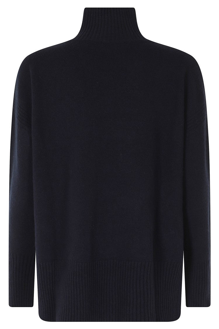 Roberto Collina Navy Merino Wool-Blend Turtleneck
