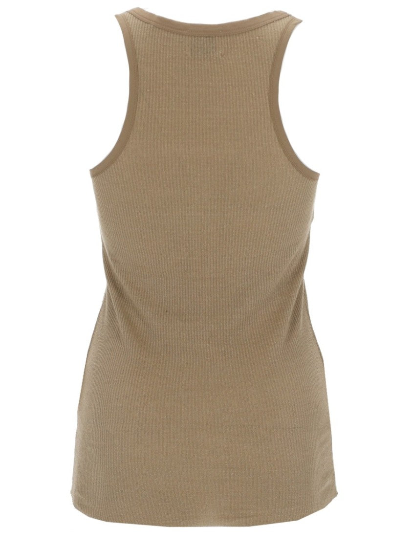 Isabel Marant Neutrals Helma Ribbed Scoop Neck Silk Tank Top