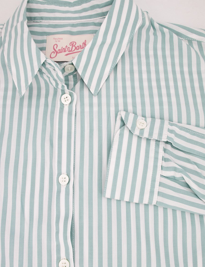 Mc2 Saint Barth Oversized Striped Shirt With Button-Down Front